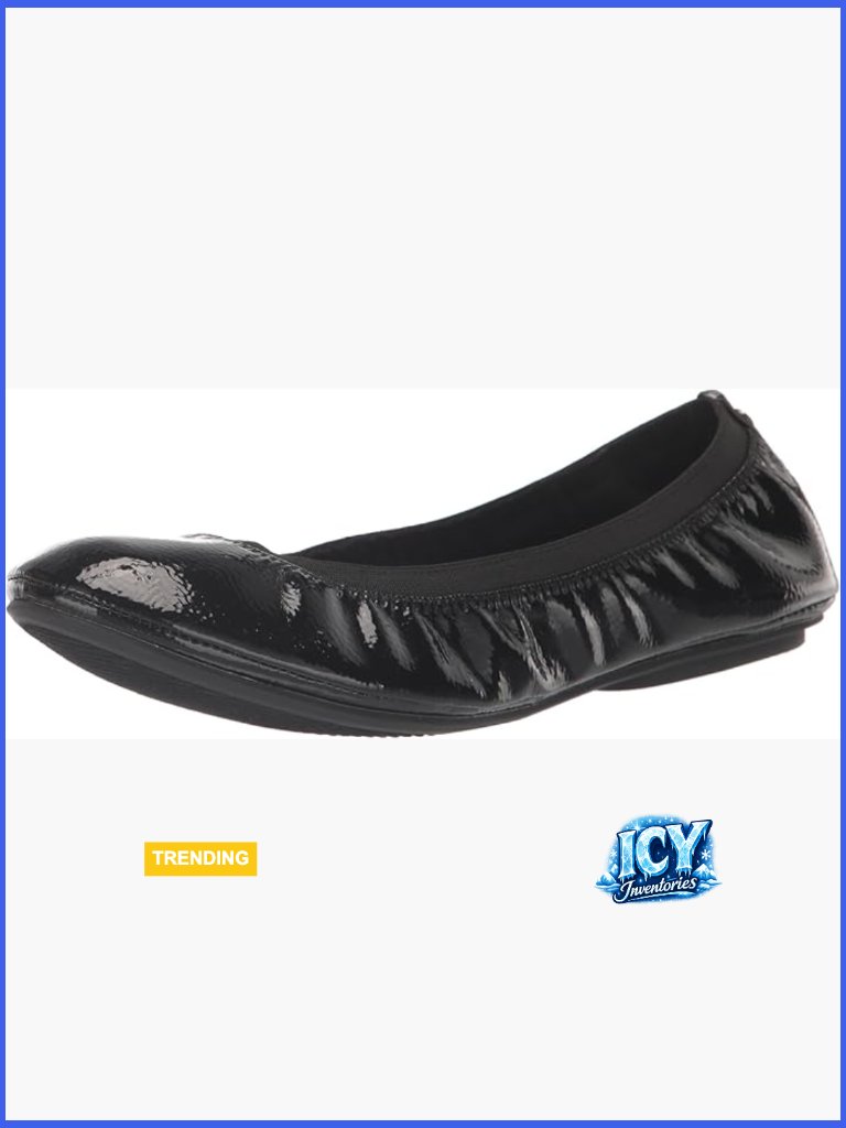 Leather Ballet Flats With Elastic Topline, Slip On Closure